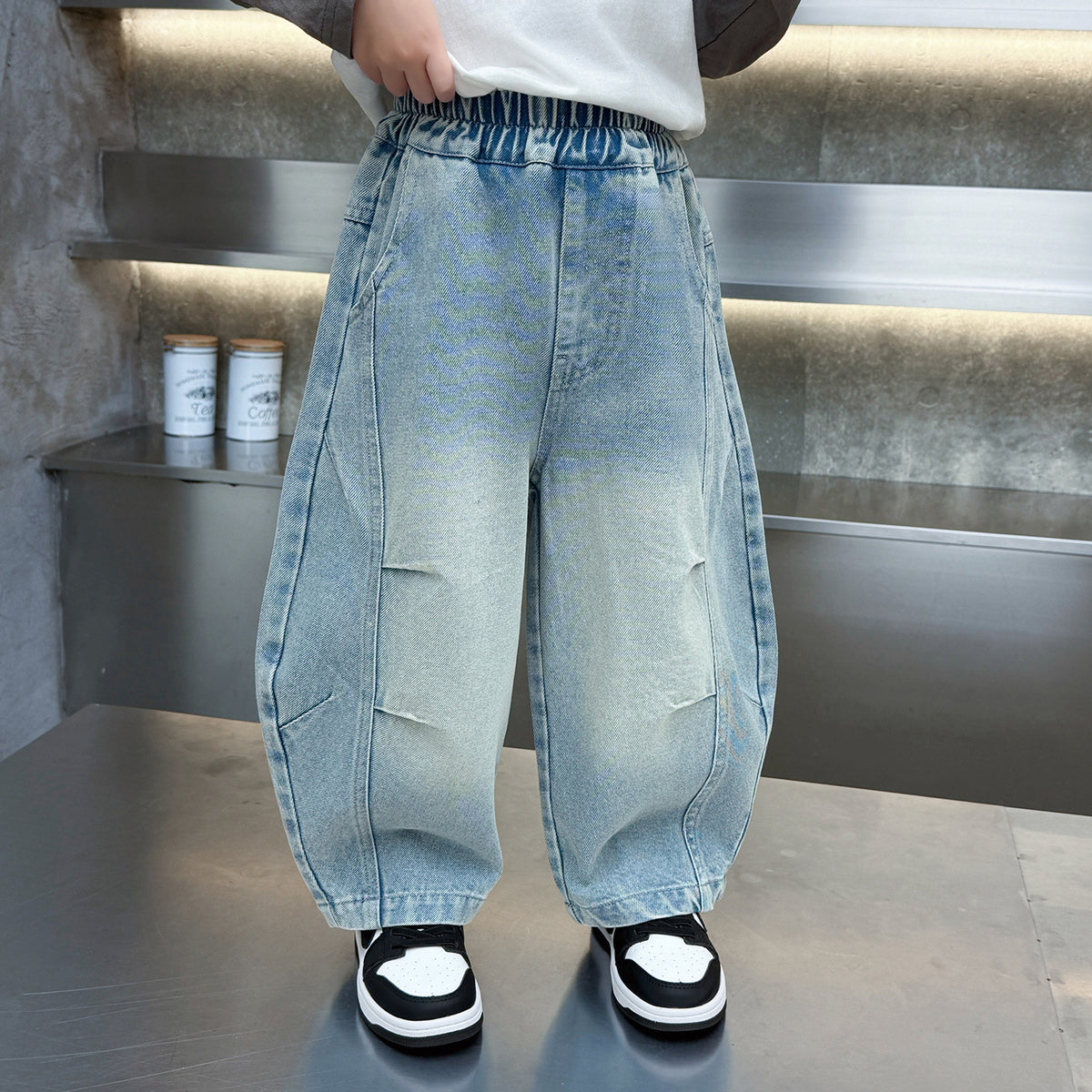 Boys' Casual Denim Curved Leg Pants