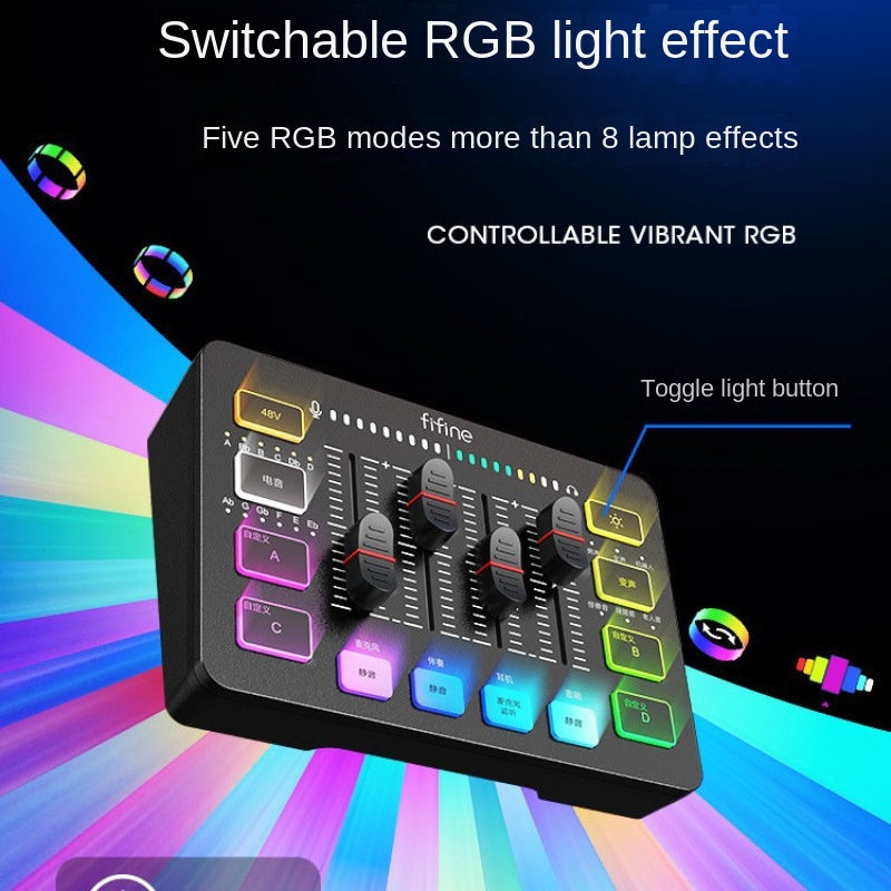 Fifine SC3 Live Streaming Audio Interface Full Set USB External Sound Card with Microphone for Desktop Karaoke