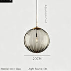 Single head diameter 20cm smoke gray striped glass / Not include light source