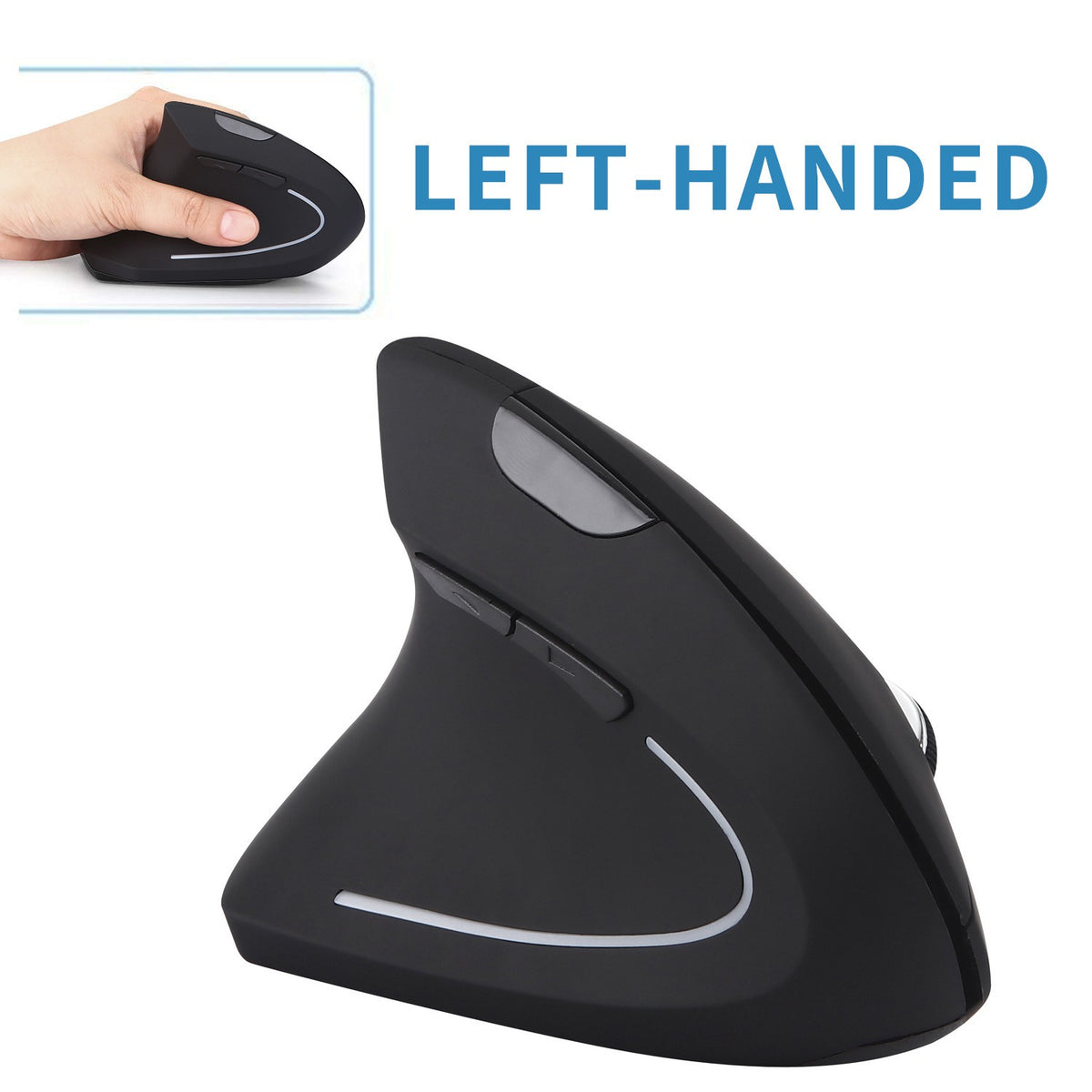 Ergonomic left-handed wireless vertical charging mouse for esports and office use