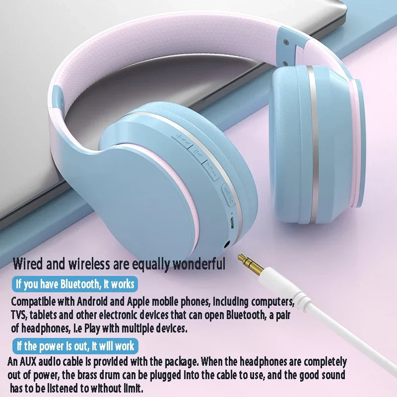 DR56 Wireless Bluetooth Headset for Children's Online Classes and Gaming, New Gradient E-sports Headset.