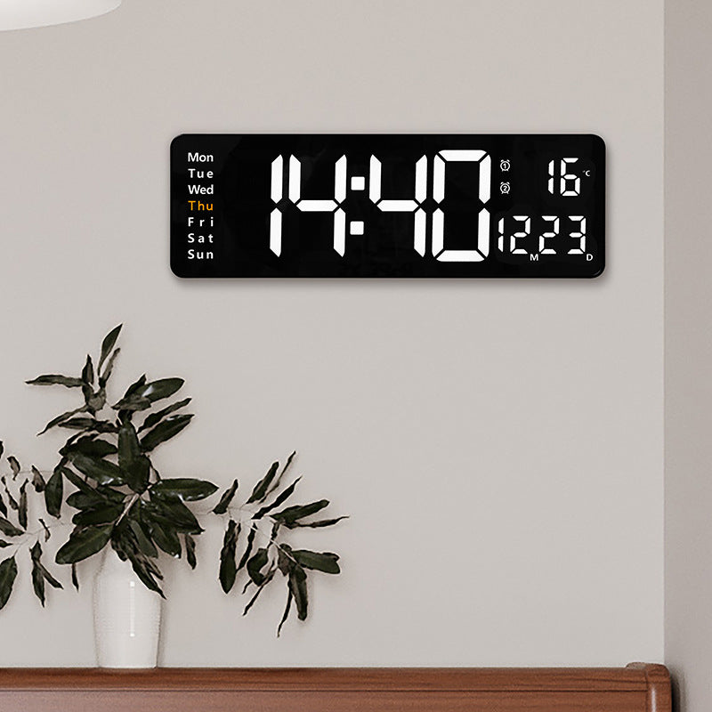 13/16-inch Large LED Digital Wall Clock, Wall-mounted Remote Control Temperature Date Week Display Timer Dual Alarm Clock
