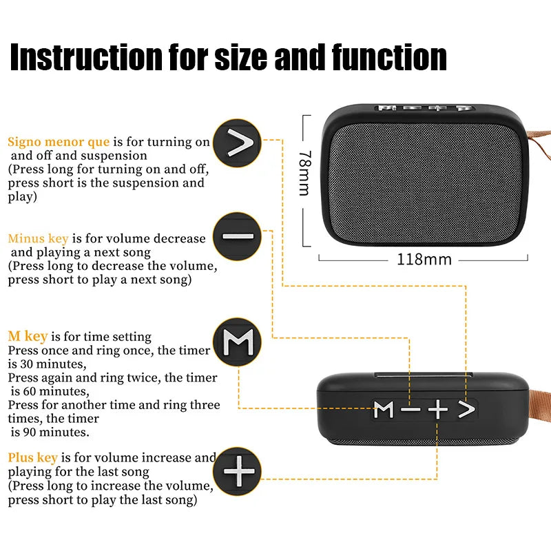 Bluetooth Portable Outdoor Oxford Speaker, Wireless Column, 3D Stereo Music Player, Surround Hi-Fi Sound Box