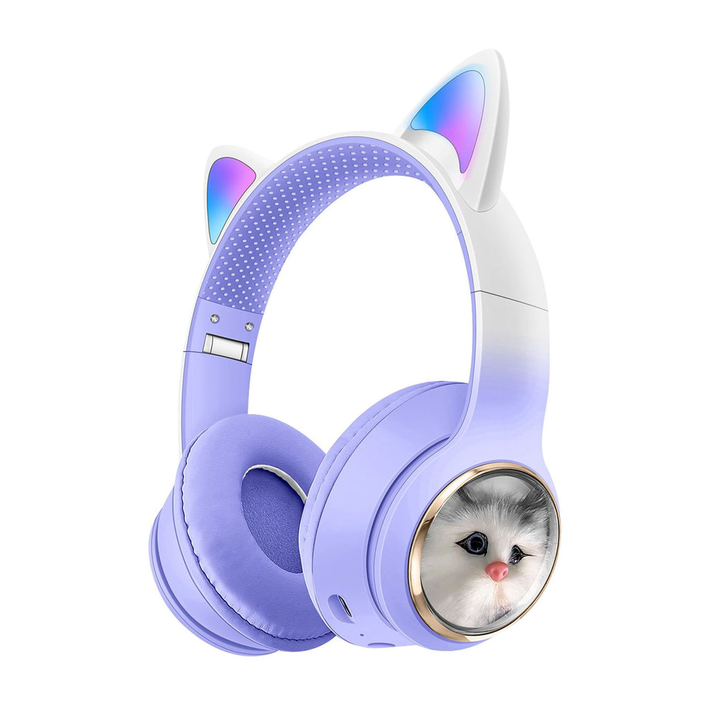 AKZ-09 Space Cabin Cartoon Cat Simulation Bluetooth Headphones Foldable Large Battery Headset