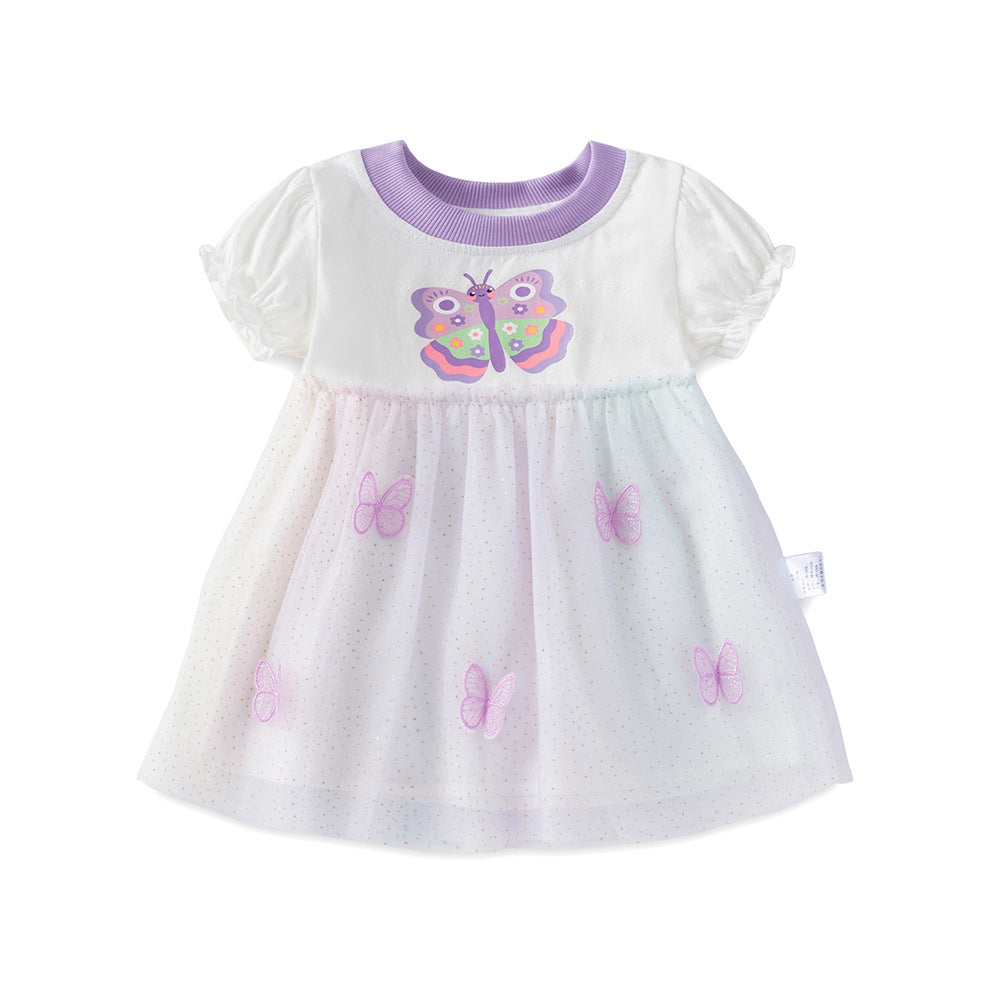 Cute  Dress for Little Girls Summer New Arrival Princess Lace Dress with Butterfly Design