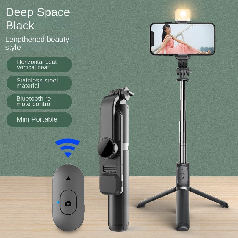 Tripé de selfie Bluetooth por grosso com luz de preenchimento, extensível e universal para streaming ao vivo
