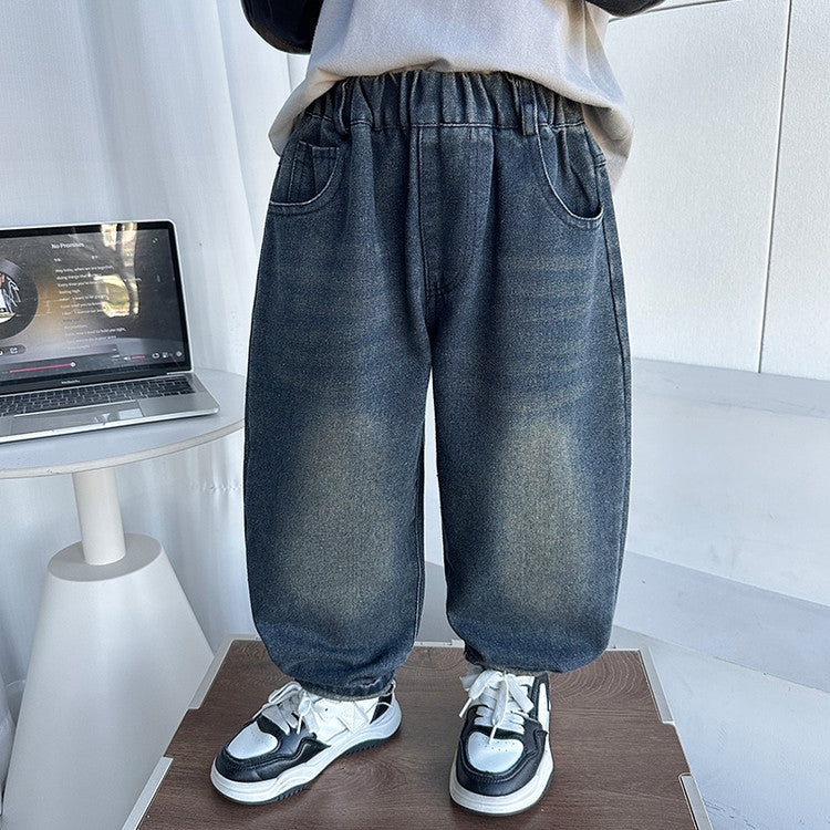 Casual Straight Leg Denim Pants for Boys