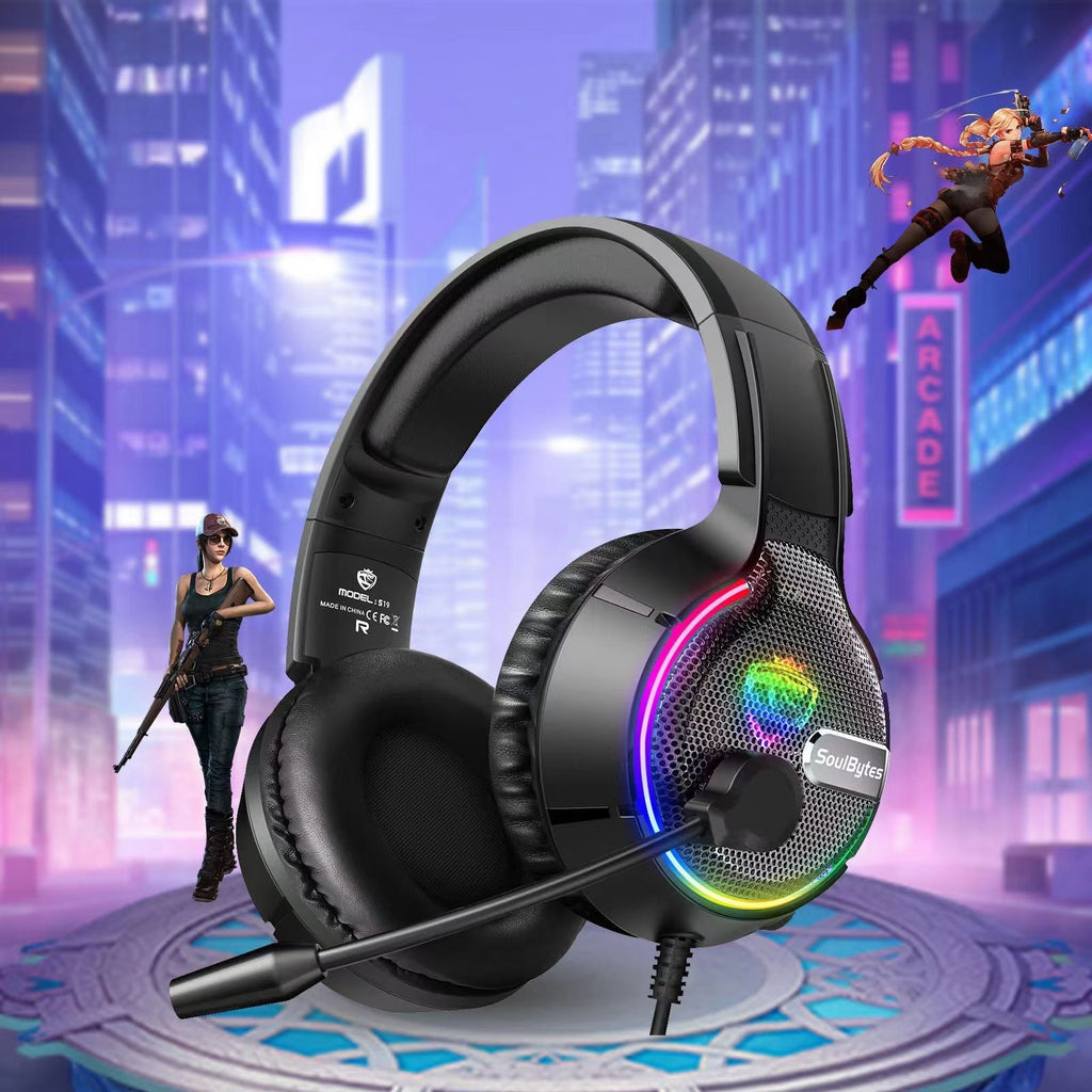 Head-mounted gaming headset Soulbytes S19 wired RGB computer headset streamer gaming headset