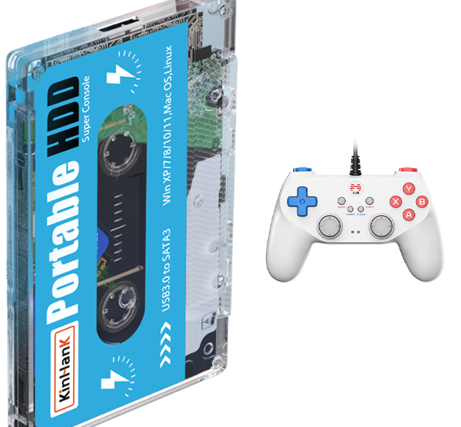 Kinhand 500GB Portable External HDD with 55,000 Retro Games for PSP/SEGA SATURN/Wii Gaming Card for Computer/Laptop