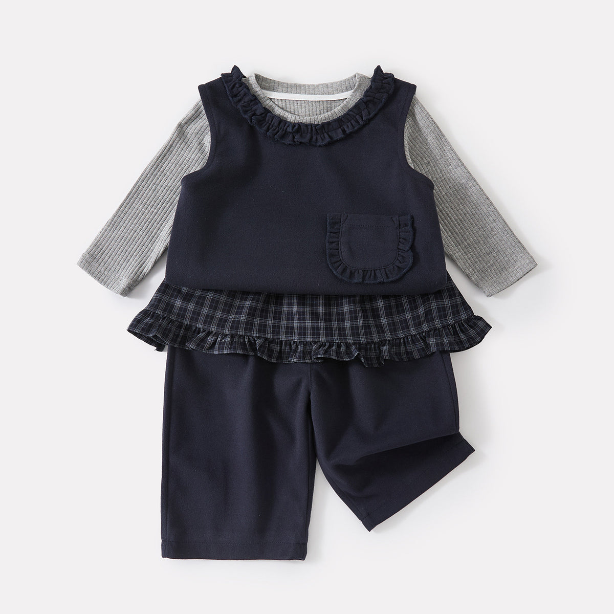 Checkered Diaper Cover and Wide Leg Pants Set