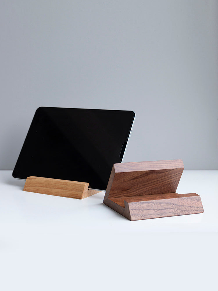 Retro Walnut Solid Wood Tablet Stand, Creative Desktop Computer and Phone Holder