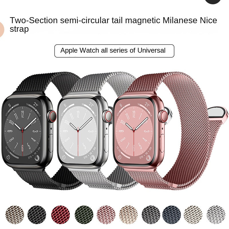 Bracelete Milanesa Magnética para Apple Watch — Aço Inox | 10 Cores | 38 a 49mm