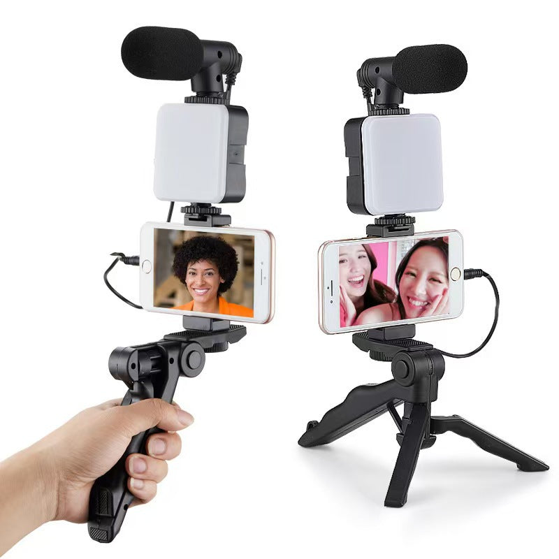 Desktop Beauty Fill Light with Microphone Set, DSLR Conference Light, Handheld Photography Light with Microphone