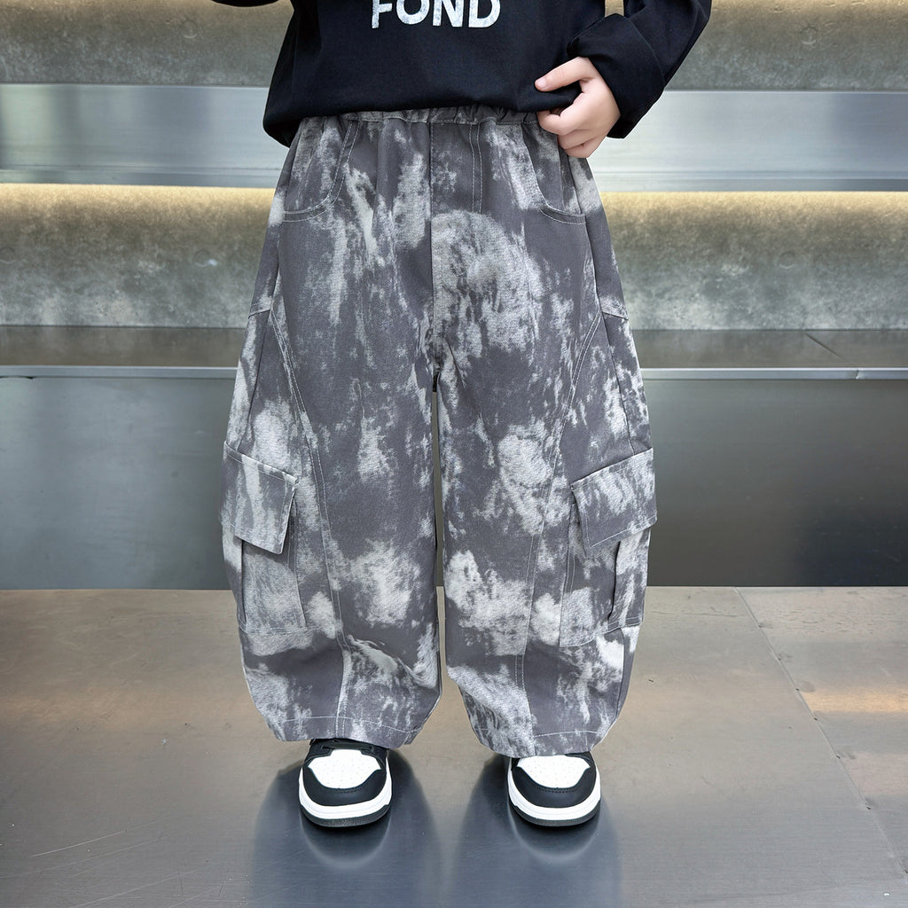 Boys  Tie-Dye Casual Cargo Pants