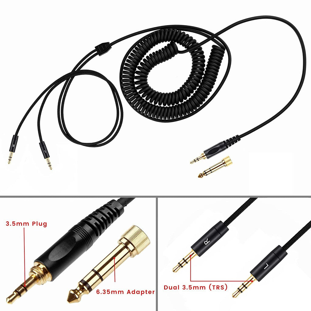 Suitable for Denon AH-D7100 7200 D600 D9200 5200 dual 3.5mm headphone spring cables