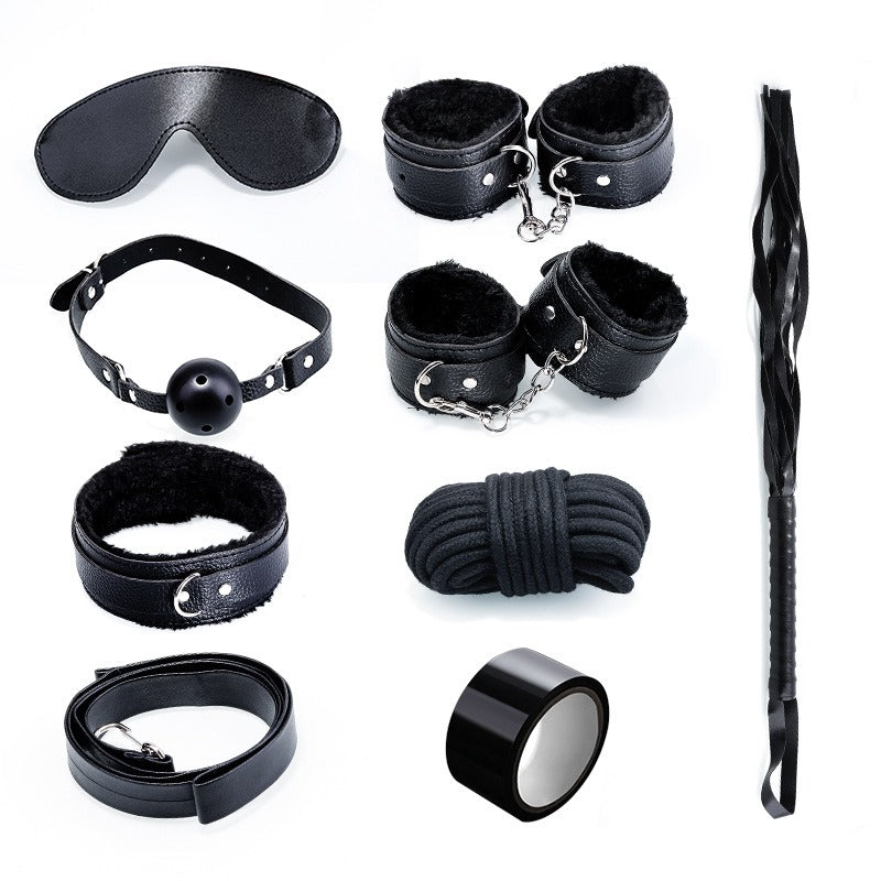 8-Piece SM Kit for Couples — Leather or Fur | Adult Erotic Game (18+)