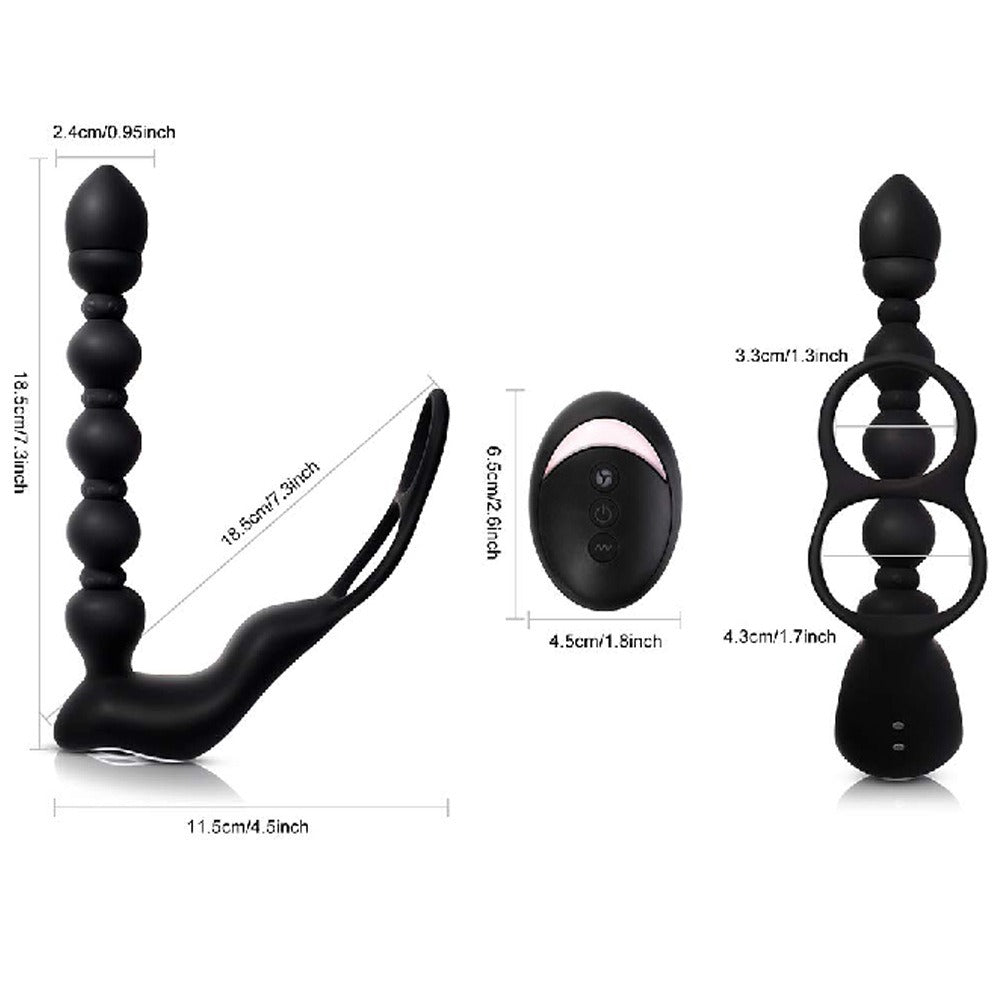 Plug Anal Masculino com Contas e Vibração Forte — Controlo Remoto | Adultos (+18)