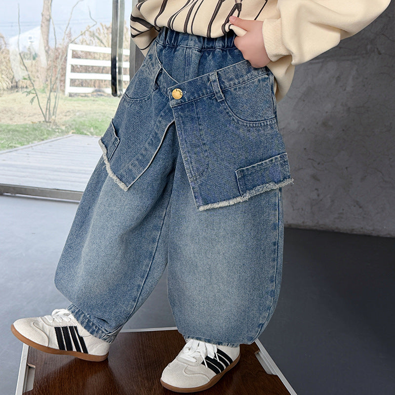 Boys Casual Loose Straight Denim Pants