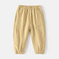 Casual Pants for Boys Spring Elastic Waist Cuffed Trousers Solid Color Harem Long Pants