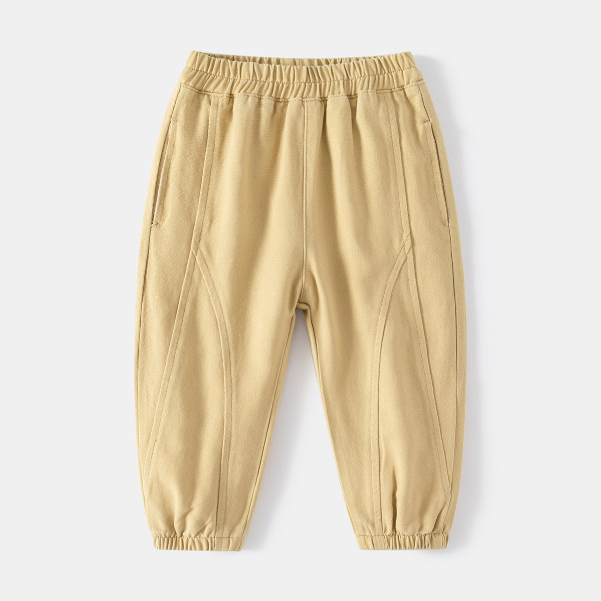 Casual Pants for Boys Spring Elastic Waist Cuffed Trousers Solid Color Harem Long Pants
