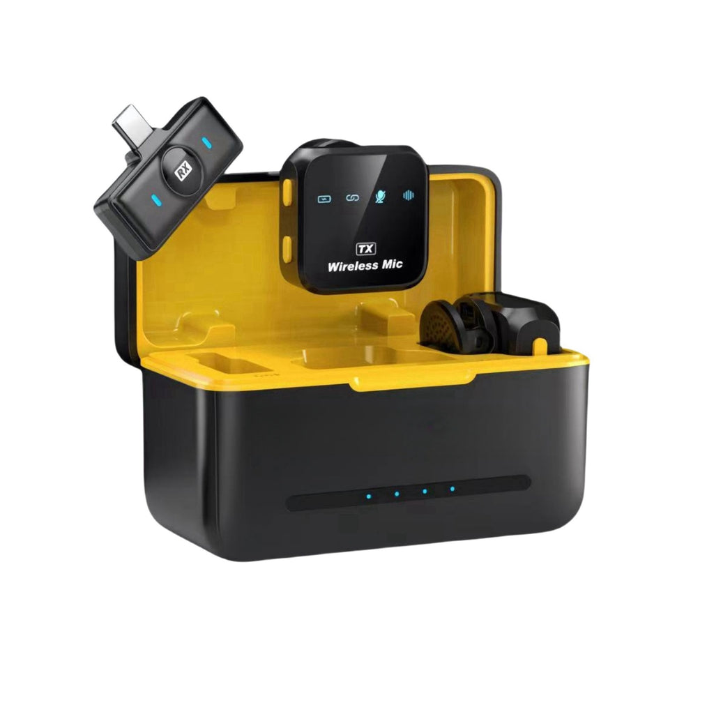 One-to-two wireless lavalier microphone with intelligent noise reduction, receiver, and microphone clip