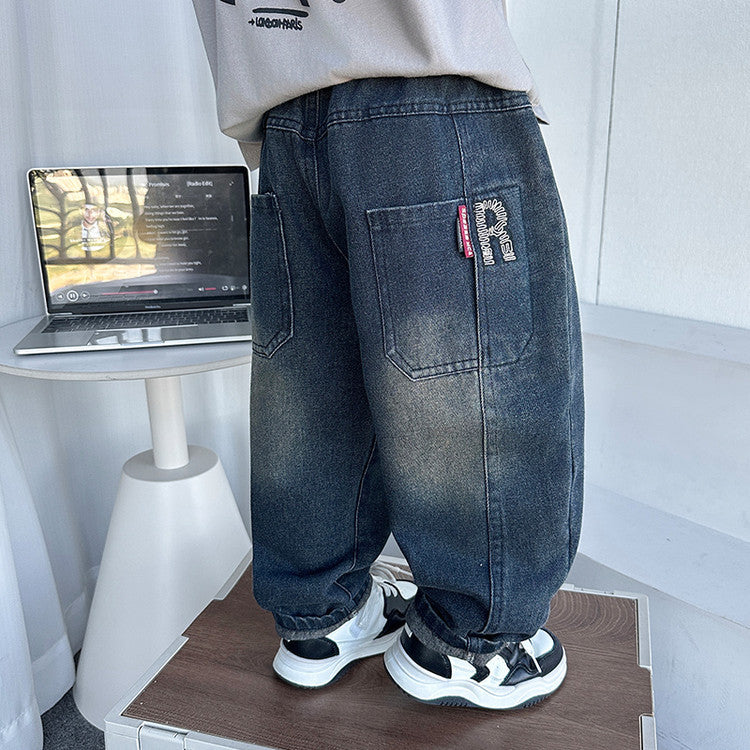 Casual Straight Leg Denim Pants for Boys