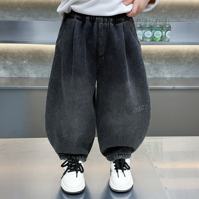 Trendy Casual Boys' Loose Denim Curved Leg Jeans
