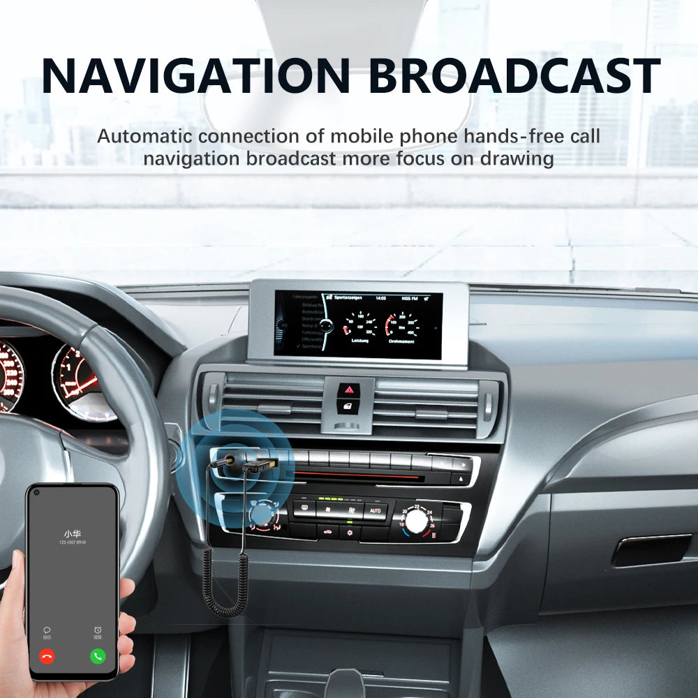 Adaptador Bluetooth 5.0 AMPrime para Carro com AUX e Navegação