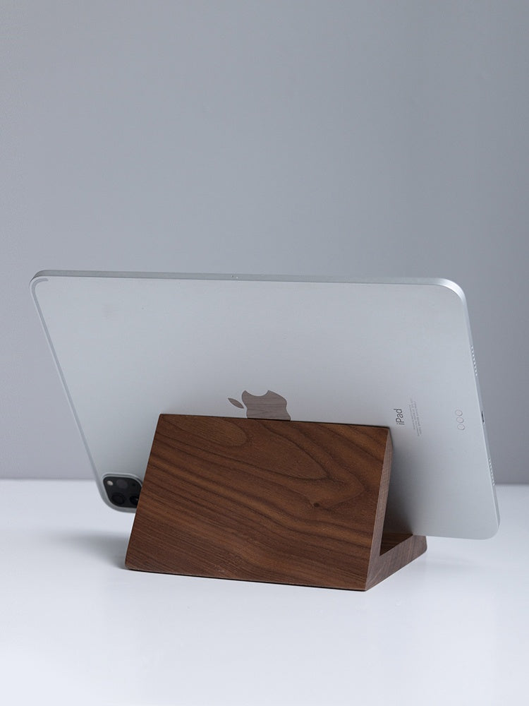 Retro Walnut Solid Wood Tablet Stand, Creative Desktop Computer and Phone Holder