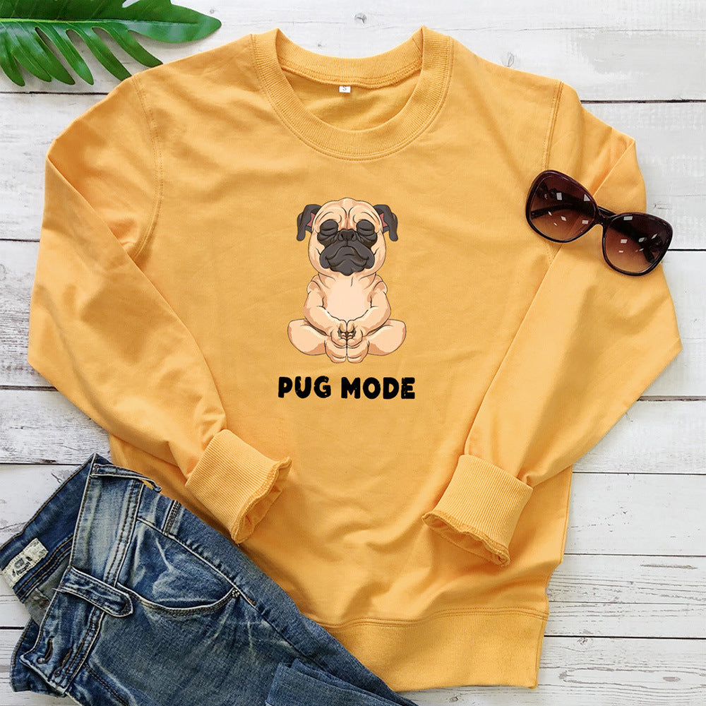 PUG MODE letter printed hoodie
