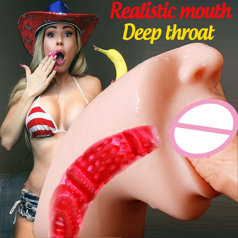 3D Male Masturbator — Mouth and Deep Throat | Medical-Grade Silicone | Adults (+18)