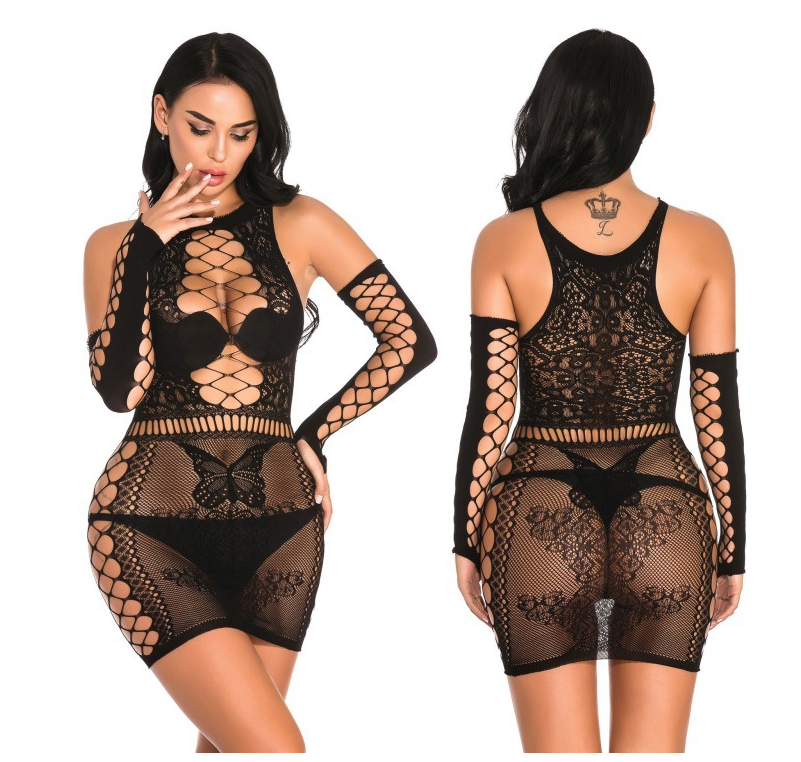 Babydoll Sexy em Renda com Manga — 4 Cores | Tamanho Único | Adultas (+18)