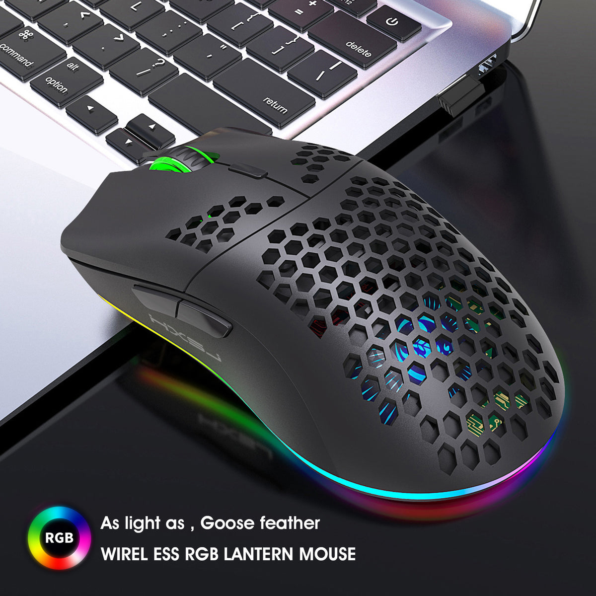 Lightweight hollow hole mouse RGB wireless 2.4G charging game light computer office mouse