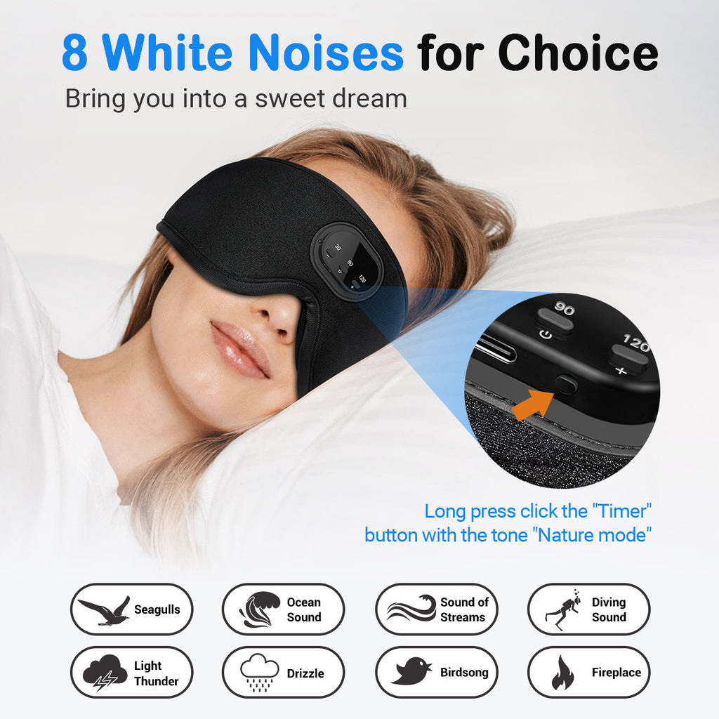 Bluetooth White Noise Milk Silk 3D Ergonomic Full Blackout Breathable Smart Music Sleep Mask