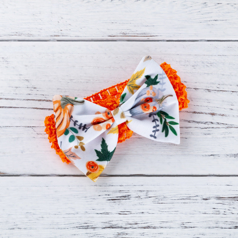 Cute Baby Girl Halloween Printed Pumpkin Cotton Bodysuit Fashion Flutter Sleeve Back Cross Bodysuit