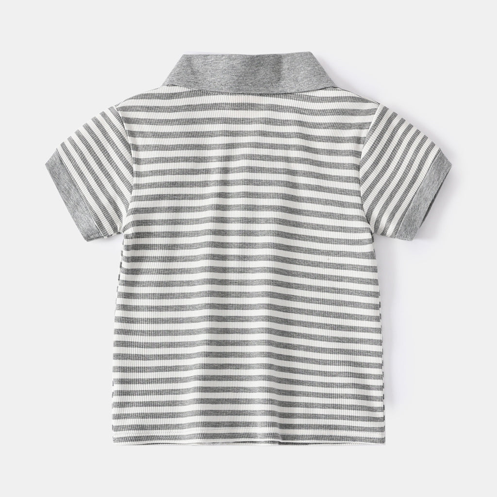 Short Sleeve Polo Shirt for Boys Turn-Down Collar T-Shirt