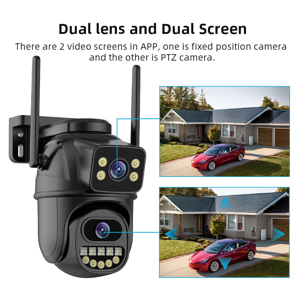Dual screen wireless 360 degree mobile remote outdoor WiFi monitoring camera