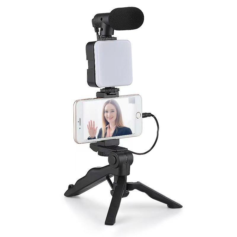 Desktop Beauty Fill Light with Microphone Set, DSLR Conference Light, Handheld Photography Light with Microphone