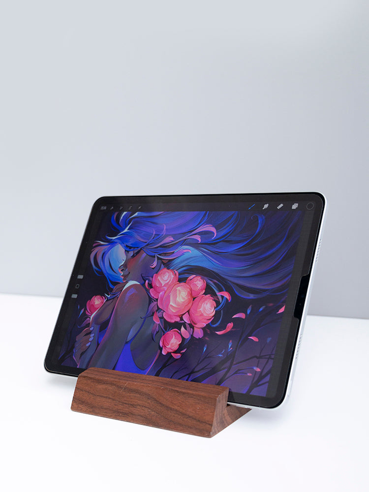 Retro Walnut Solid Wood Tablet Stand, Creative Desktop Computer and Phone Holder