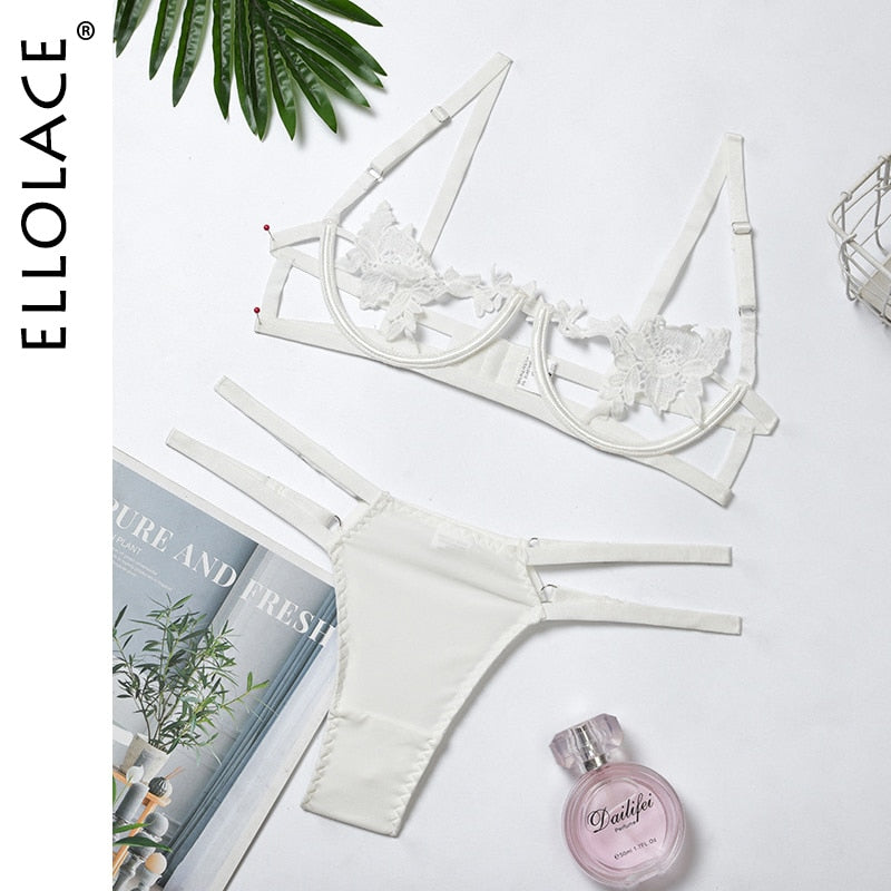 Conjunto de Lingerie em Renda Transparente — Soutien + Cueca | S/M/L | 3 Cores