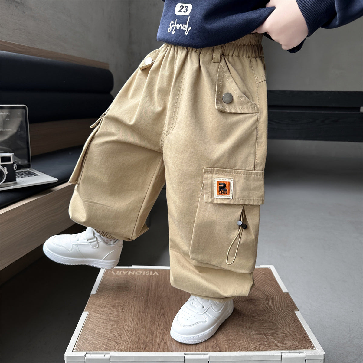 Boys' Autumn Cargo Jogger Pants Casual Trendy Kids Trousers