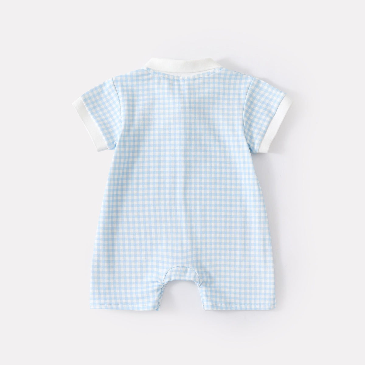 Baby Stylish Plaid Polo Romper Casual Versatile Breathable Knit Short Sleeve Onesie