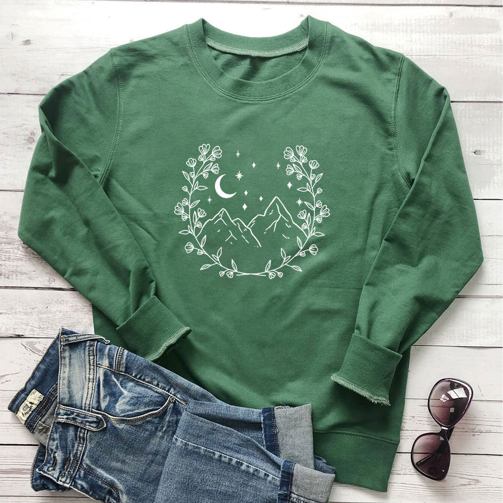 Loose round neck long sleeved hoodie