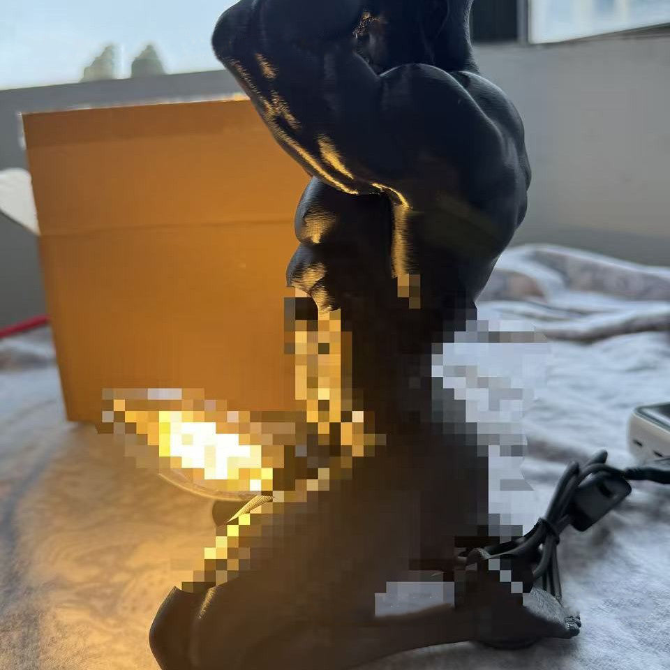 Production: 7-15 Days Creative desktop decorative light with muscular male resin ornaments
