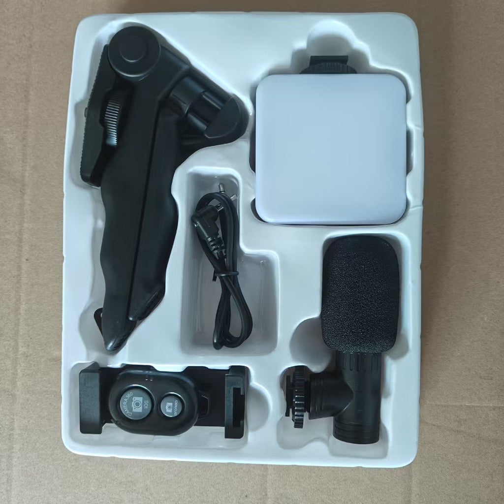 Desktop Beauty Fill Light with Microphone Set, DSLR Conference Light, Handheld Photography Light with Microphone