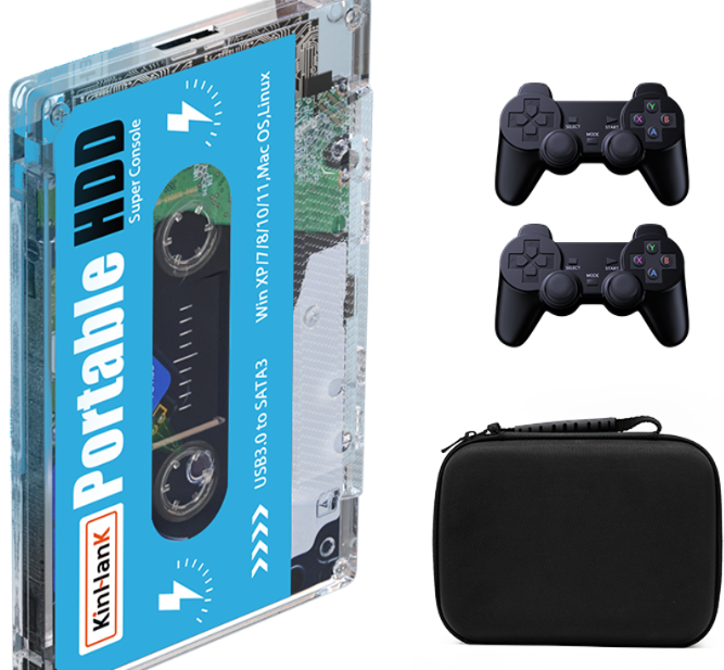 Kinhand 500GB Portable External HDD with 55,000 Retro Games for PSP/SEGA SATURN/Wii Gaming Card for Computer/Laptop