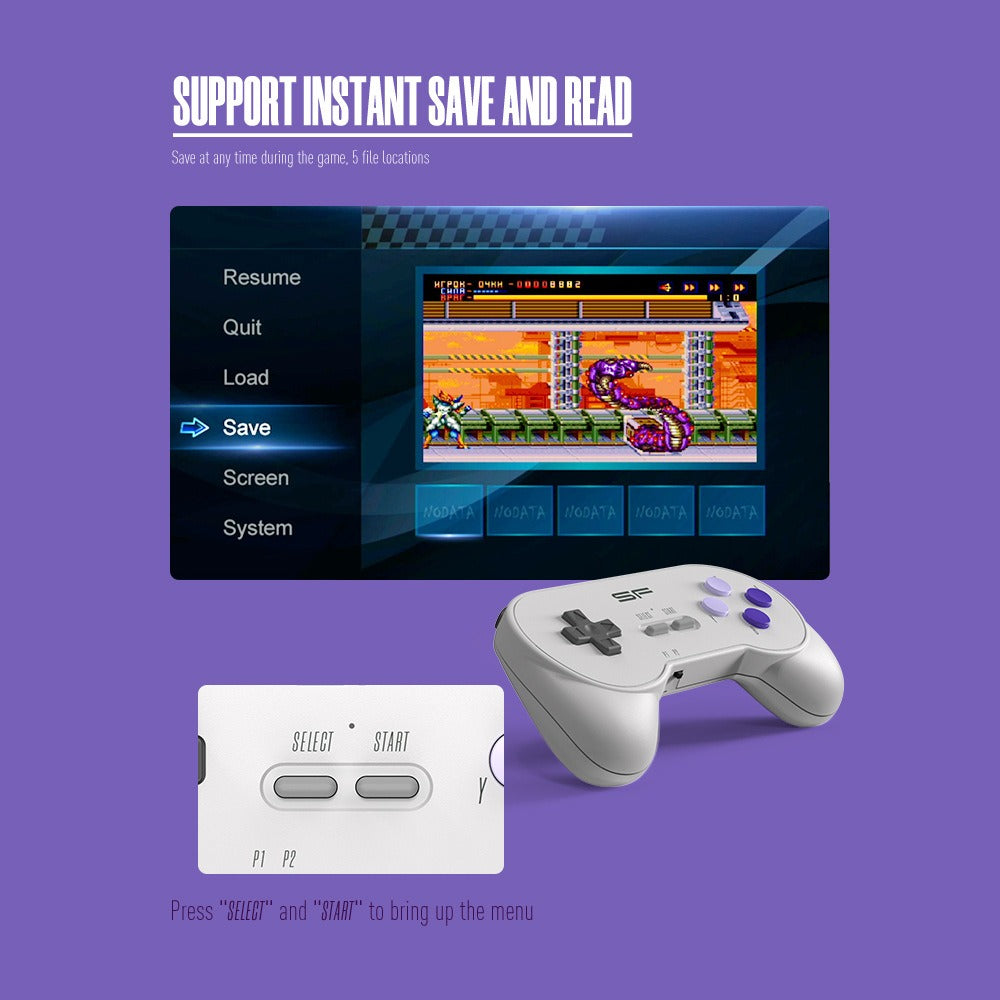 SFC Classic Retro Gaming Console Super SNES Wireless Dual Player HD Gaming Console Y2 SF Mini Gaming Console
