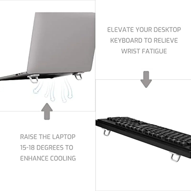 Mini Foldable Laptop Stand, Portable Computer Keyboard, Self-Adhesive Invisible Notebook Stand and Keyboard Lift for Desk