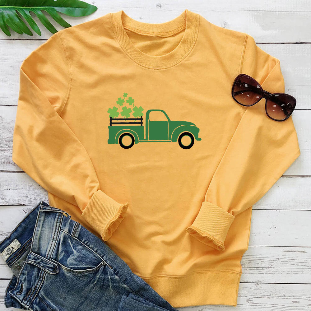 Clover green truck printed hoodie