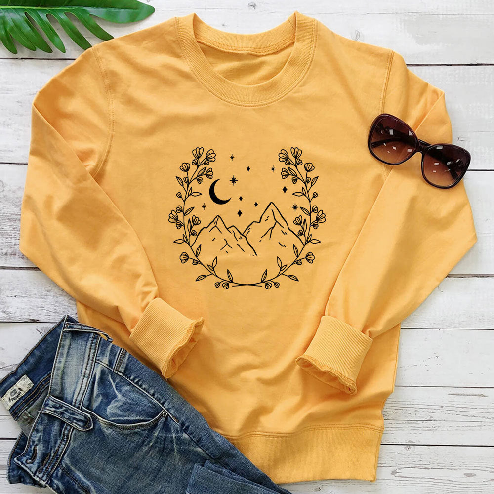 Loose round neck long sleeved hoodie